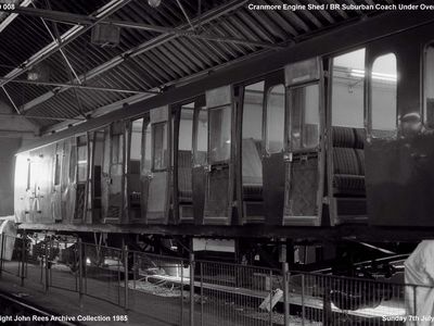 Sun 7th July 1985. BR suburban coach under overhaul at CTMS